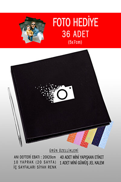 bymat Anı Defteri Siyah - Fotoğraf Albümü - 20x20 Içi Siyah ** Fotoğraf Kalem...