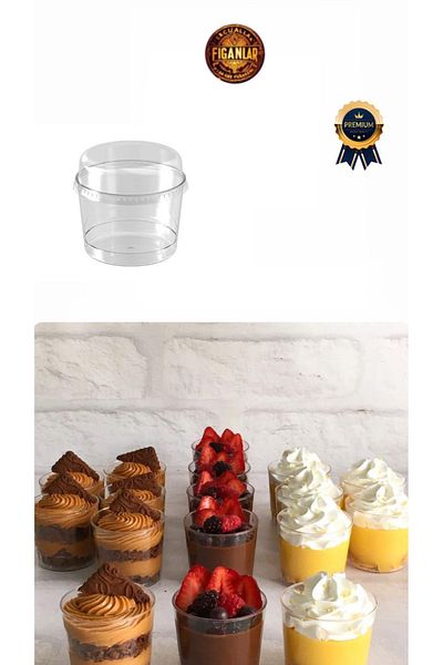 figanlar ambalaj 250Cc Bodega Hard Plastic Presentation Dessert Container Bowl + Lid 25 Pcs
