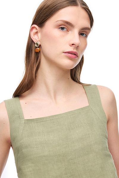 Perspective Μπλούζα με τετράγωνο γιακά Khaki Holas Comfortable Fit