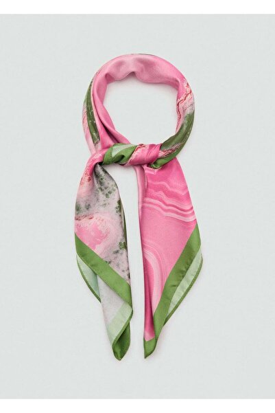 MANGO Woman Eșarfă din satin cu model abstract