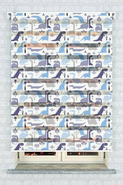 akel collection Çocuk Odası Sevimli Baykuşlar Desenli Baskılı Zebra Stor Perde