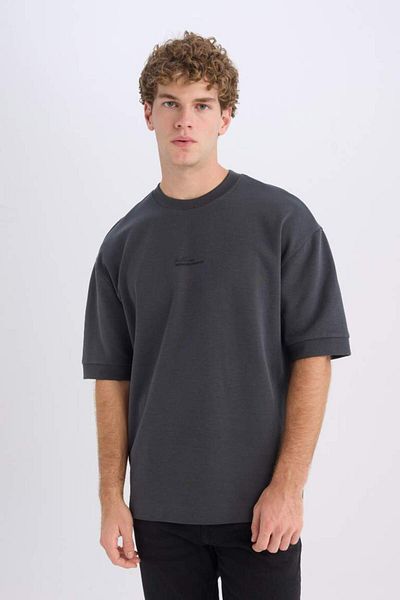 DeFacto New Season Loose Fit Crew Neck Printed Heavy Fabric Short Sleeve T-Shirt