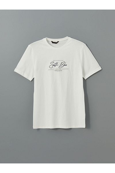 LC Waikiki Ανδρικό μπλουζάκι LCW Crew Neck με εμπριμέ χτενισμένο βαμβάκι