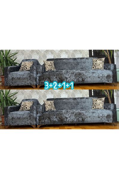 UYMALL Velvet Elastic Sofa Cover 3211 Set Anthracite-Darkgray-Flexible Sofa Cover, Non-Slip Sofa Cover