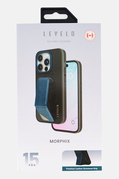 Levelo جراب مورفيكس بمقبض وحامل لهاتف iPhone 15 Pro، أسود