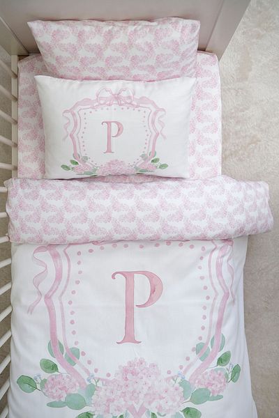 Pithy Letter P Baby Size Set with Duvet Cover and Sheets - Pink Private Series