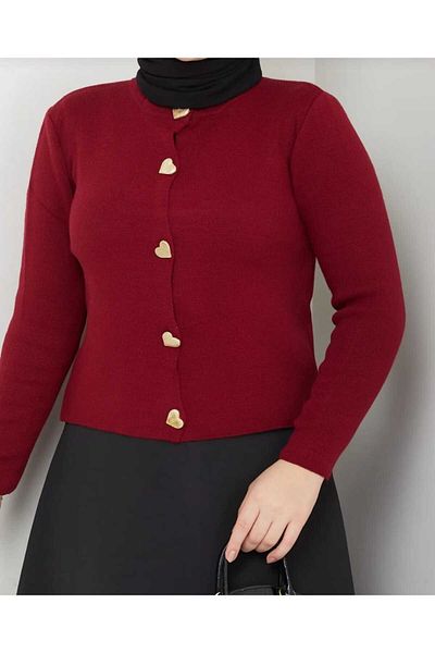 MODA VEDAT Women's Heart Buttoned Knitwear Cardigan (Excluding Skirt)