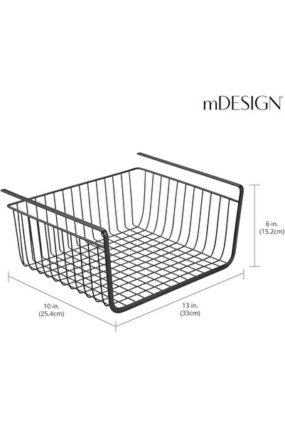 MDesign Metal Under-Shelf Hanging Storage Basket – Open Front Organizer for Kitchen, Pantry
