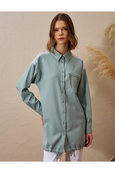 Kayra Ice Green Chain Detailed Tunic
