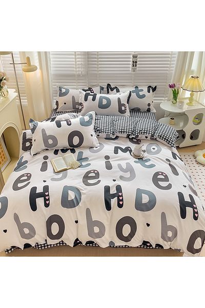 sharpdo 4-Piece Set Bedding Modal Quilt Cover Set with 1 Quilt Cover 1 Sheet and 2 Pillowcases 1.5m Bed