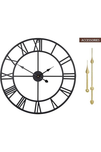 COOYA Large Modern Metal Wall Clocks,50CM Round,Nearly Silent Roman Numeral Clock,for Living Room,Bedroom