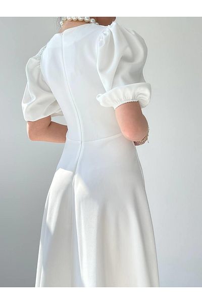 Julidress Μακρύ φόρεμα με πλισέ με πλισέ και μίντι μανίκια