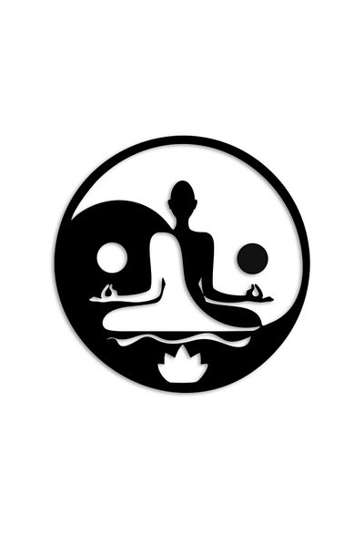 NT Handmade Decor de perete pentru meditație yoga din lemn negru pentru sufragerie dormitor birou bucătărie 40x40cm pictură Mdf
