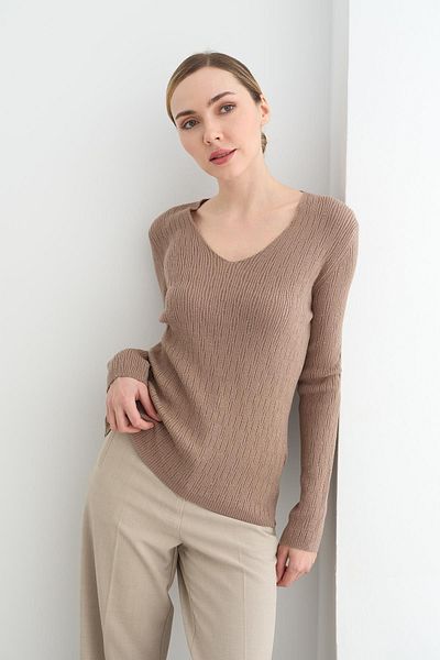 Dilvin 10708 V-Neck Sequined Soft Textured Thin Knitwear Sweater
