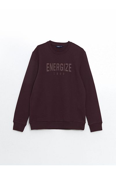 LC Waikiki Lcwaikiki Classic Plum Crew Neck Long Sleeve Printed Men's Sweatshirt