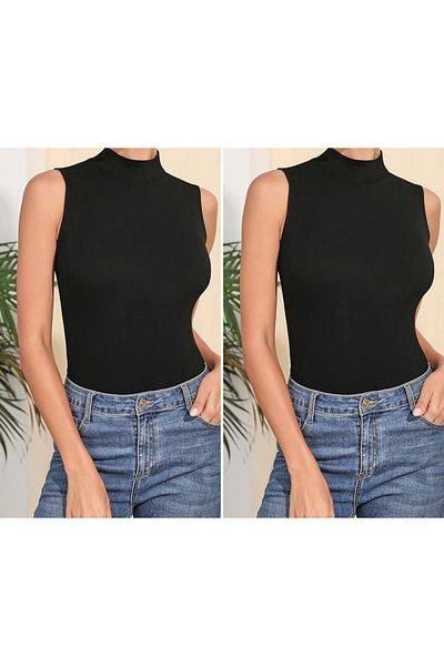 Melodi Scarf Γυναικείο 2 τεμάχιο Zero Sleeve Body Μαύρο