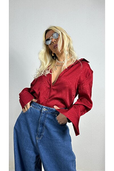 NUNU365COM Nunu By Croc Chic Saten Gömlek