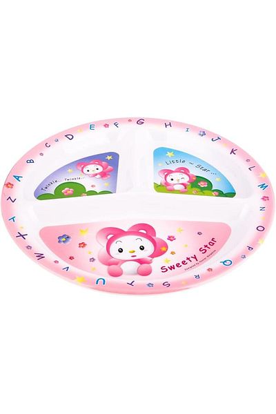 AKDC ROUND PLATE 27CMX27CMX2CM Pink and white