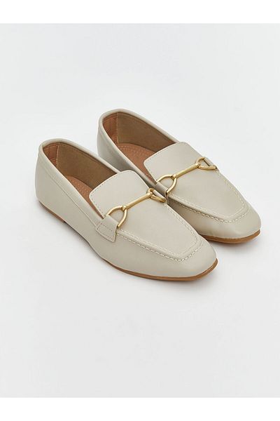LC Waikiki Lcw Steps Beige Leather Look Metal Appliqued Women's Classic Shoes