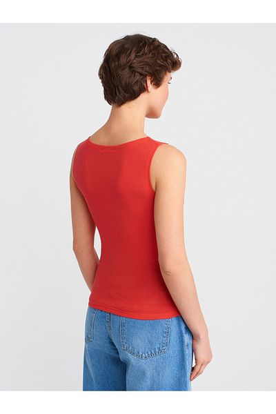 Dilvin 20868 Boat Neck Sleeveless Ball-Red
