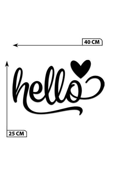 NT Handmade Decor de perete Hello din lemn negru pentru sufragerie dormitor birou 40x25 Mdf pictat