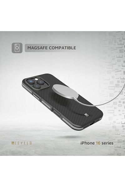 Levelo Ox Carbon Case For iPhone 16 Pro - Grey