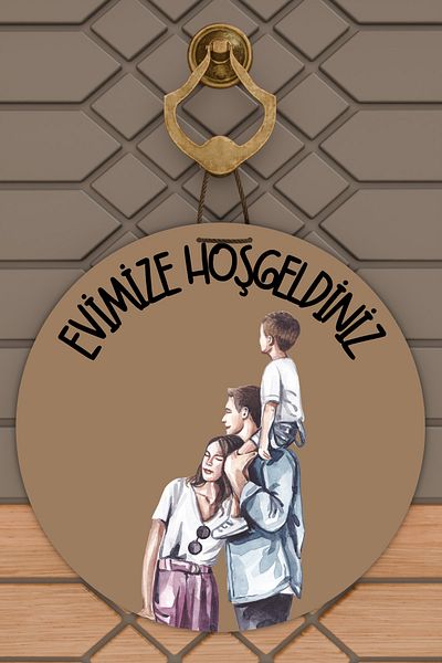Dormot Home Modern Door Ornament Brown Back Top Children Family Outdoor Door Ornament