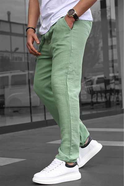 Madmext Ανδρικό Basic Παντελόνι Green Muslin Fabric 6507