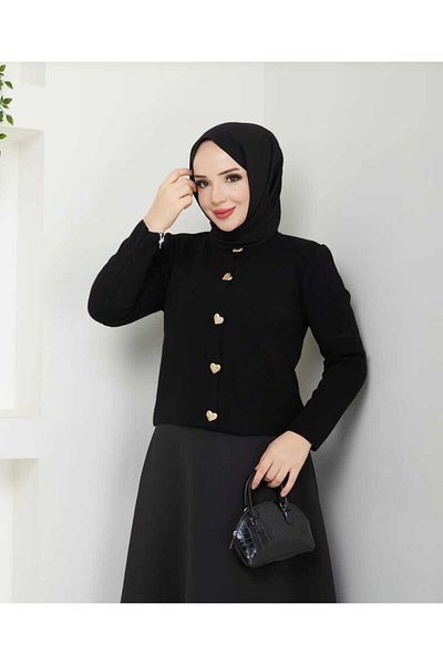 MODA VEDAT Women's Heart Buttoned Knitwear Cardigan (Excluding Skirt)