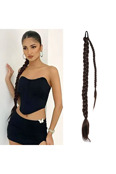 Suzan Peruk Örgü At Kuyruğu Lastikli Takılır yanda lastiğin etrafına dolanan ...