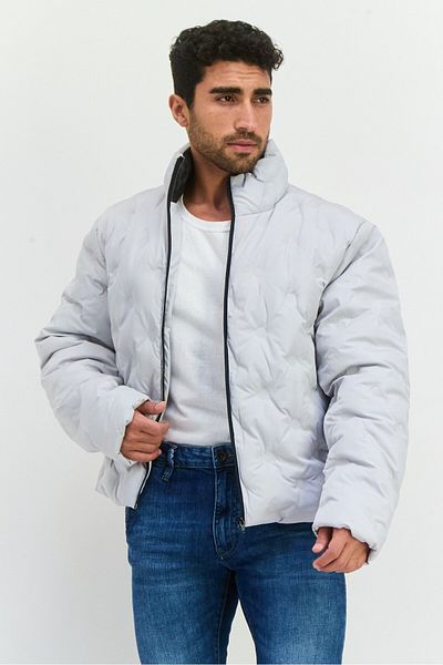 Asos Design Men Solid Puffer Jacket, Light Grey