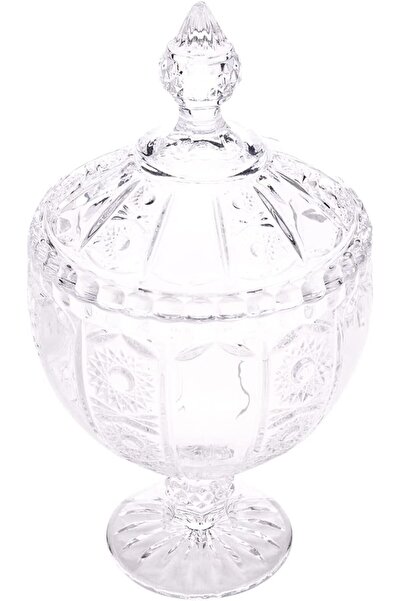 AKDC وعاء حلوى زجاجي طول (15 سم) × عرض (15 سم) × ارتفاع (29 سم) شفاف