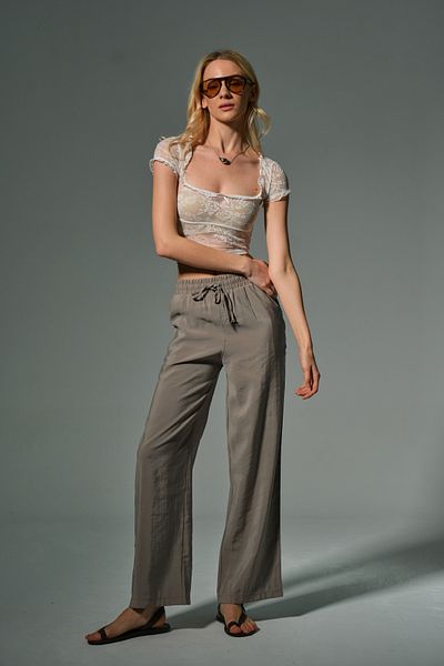 Domoda Mink High Waist, Non-Stick Drape Fabric Elastic Palazzo Wide Leg Women's Cupro Pants # Nazare