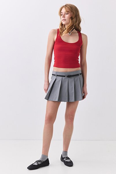 Trendiz Women's Ribbed Look Thick Strap Undershirt Red 9012