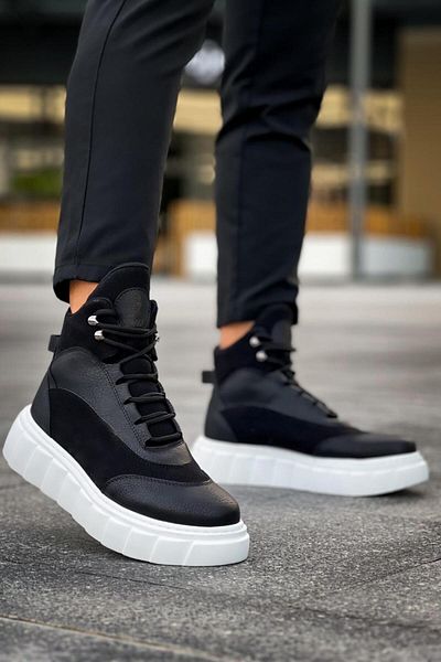 MOONFER High Sole Boots Black (White Sole)