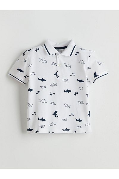 LC Waikiki Polo Collar Printed Baby Boy T-Shirt and Shorts Set of 2