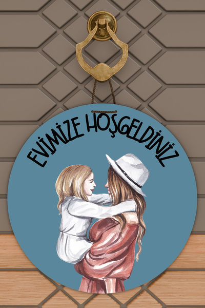 Dormot Home Μοντέρνο Στολίδι Πόρτας Μπλε Mother Daughter Family Στολίδι εξωτε...