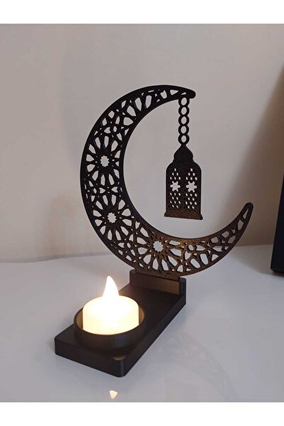NadarStudio Ramazan Dekoratif Mumluk / İslami Ay Yıldız Cami Desenli LED Şamd...