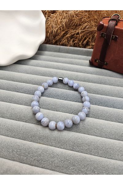 AURA Blue Chalcedony Natural Stone Bracelet Aaa Quality