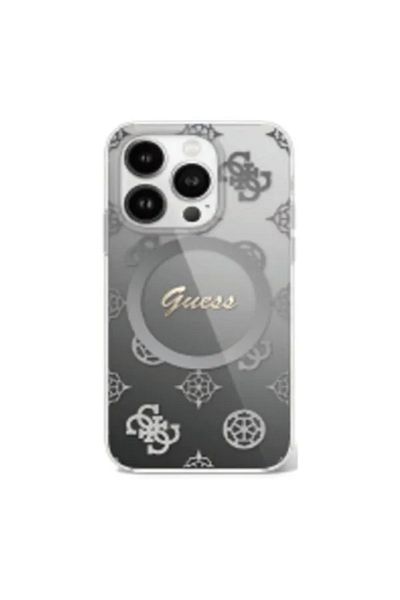 CG Mobile Guess Magsafe Iml Gradient Hard Case With Peony Pattern For iPhone 16 Pro - Black