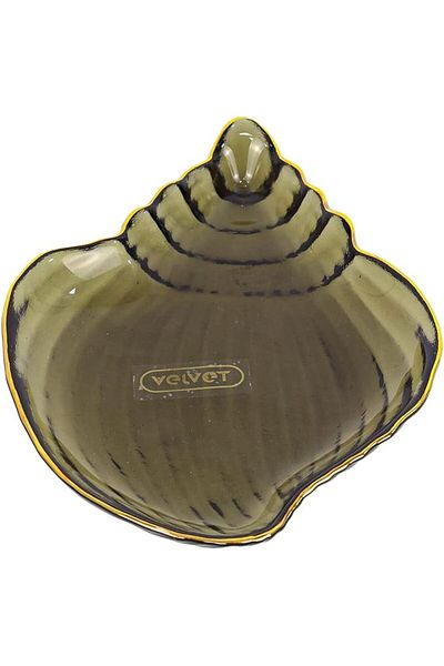 Winds Trading Ocean Starfish Shell Snack Plate, Crystal Clear Glass with Golden Edges (15x20cm)