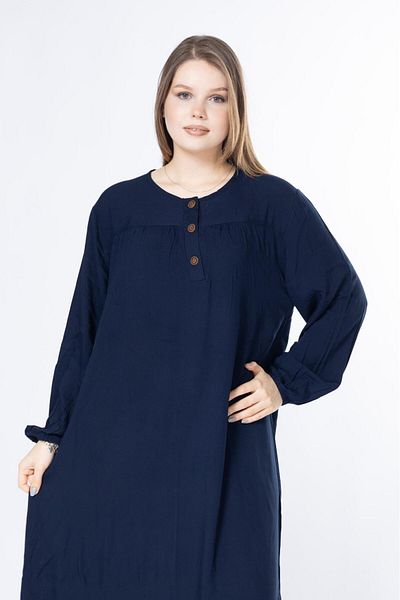 mervemoda Women's Plus Size Cotton Fabric Long Sleeve Summer Woven Dress