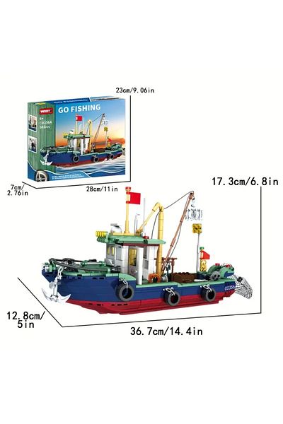 BUILDING BLOCK Kids Educational and Building 582 Pieces Fishing Boat Making Toy Set