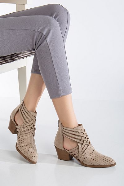 MS SUGAR SHOES Γυναικείες καστόρινες λεπτομερείς πλεκτές καλοκαιρινές καουμπόικες μπότες με τακούνι