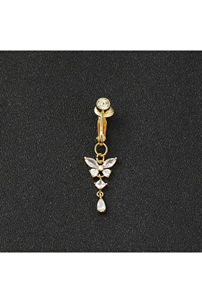 Choice S2-1pc-حلقة بطن على شكل فراشة ذهبية بيضاء مكونة من قطعة واحدة للنساء، ...