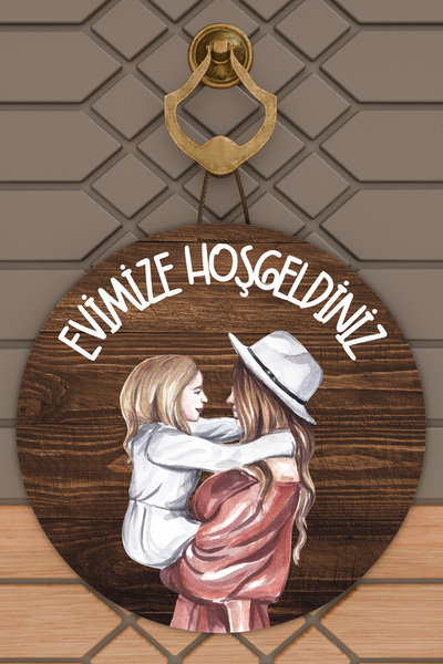 Dormot Home Ornament Modern pentru Ușă Din Lemn Mamă Fiică Ornament pentru Uș...