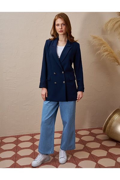 Kayra Σκούρο Navy Blue Διπλό Μπλέιζερ Μπουφάν