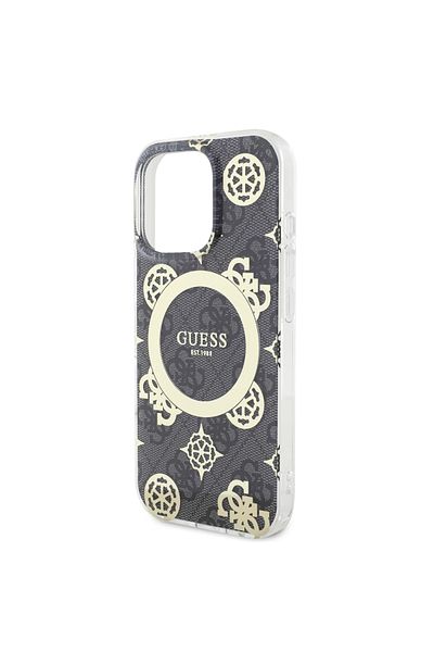 CG Mobile Guess Magsafe Iml 4G Design Hard Case With Peony For iPhone 16 Pro Max - Black