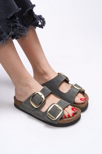 Riccon Vylsula Women's Double Buckle Slippers 0012602   Green