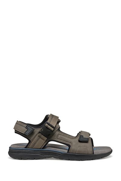 Geox Men's Gray Double Strap Sandals - U Spherica Ec5 B- Nbk Synt.Le, U55Elb000Ekc1018